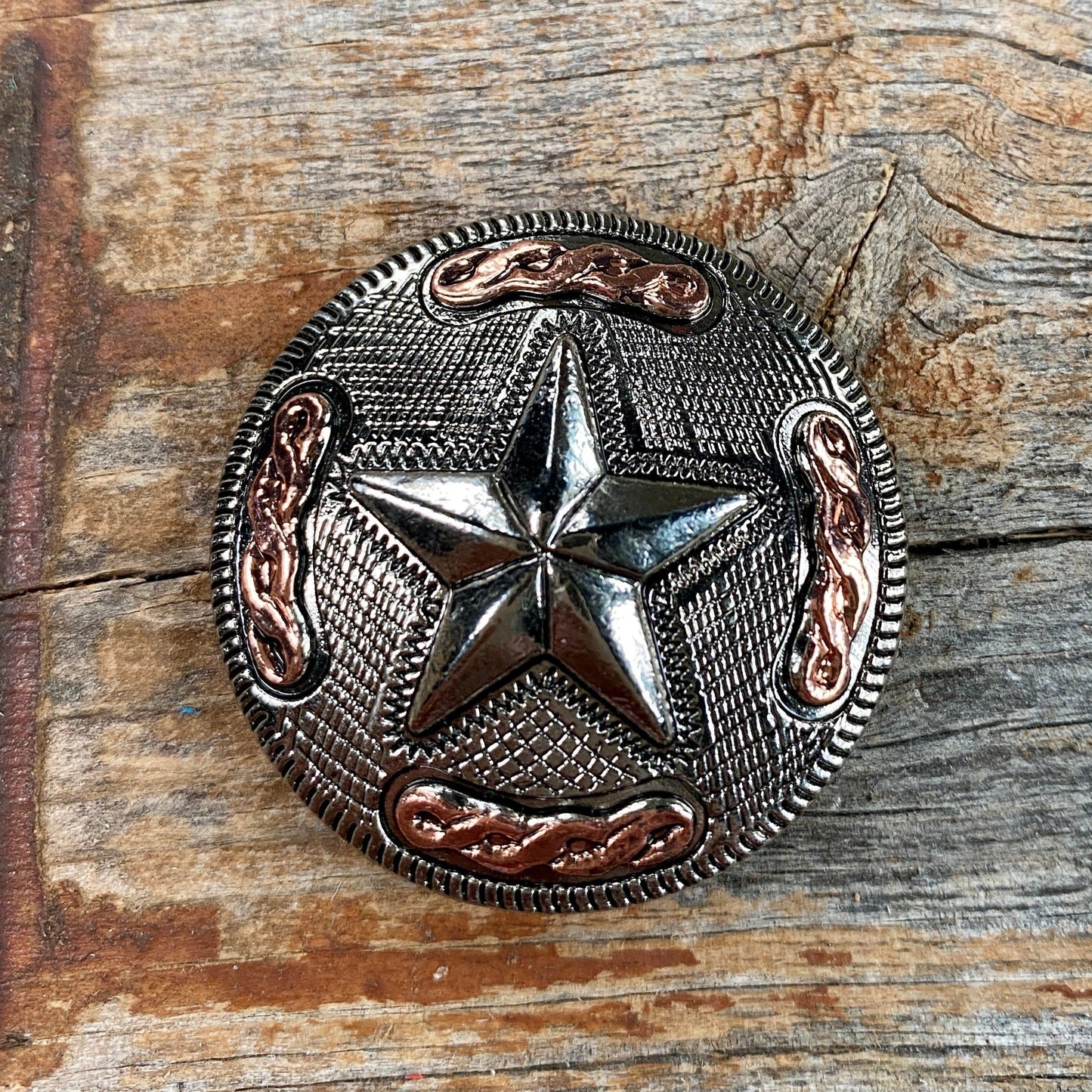 Antique Silver Texas Star Western Concho W187