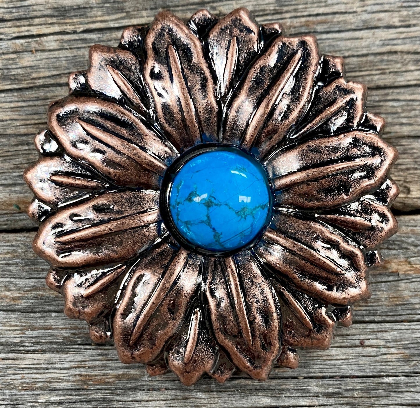 Copper Daisy Turquoise Concho 1"  W217S