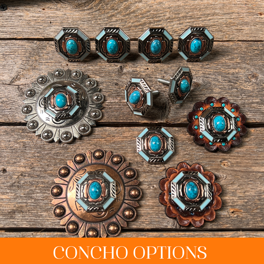 Octagon Turquoise Floral Western Concho W221