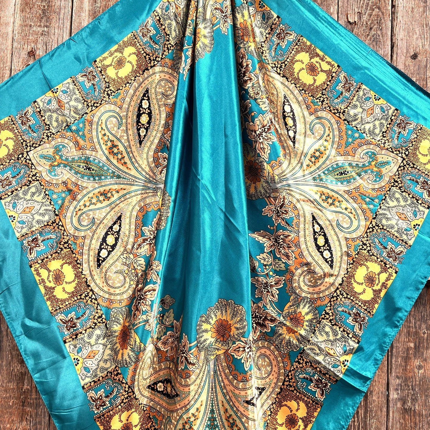 35X35"  Teal Tone Paisley Wild Rag / Scarf WR1000