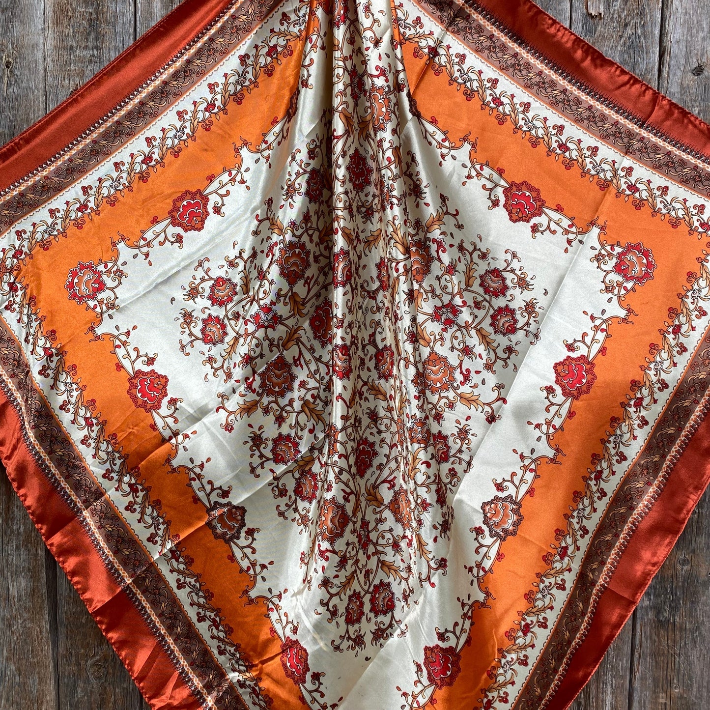35X35" Burnt Orange & Tan Wild Rag / Scarf -W120L Slide WRC2179A