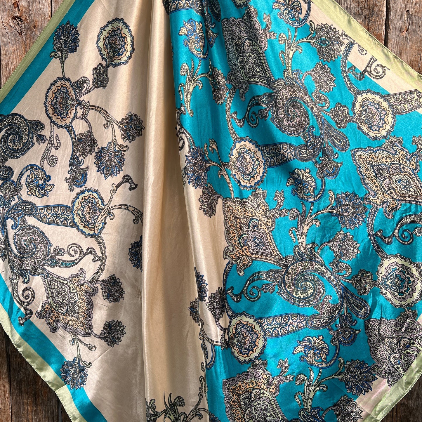 WRC299B Turquoise Paisley Wild Rag / Scarf - W141L Slide