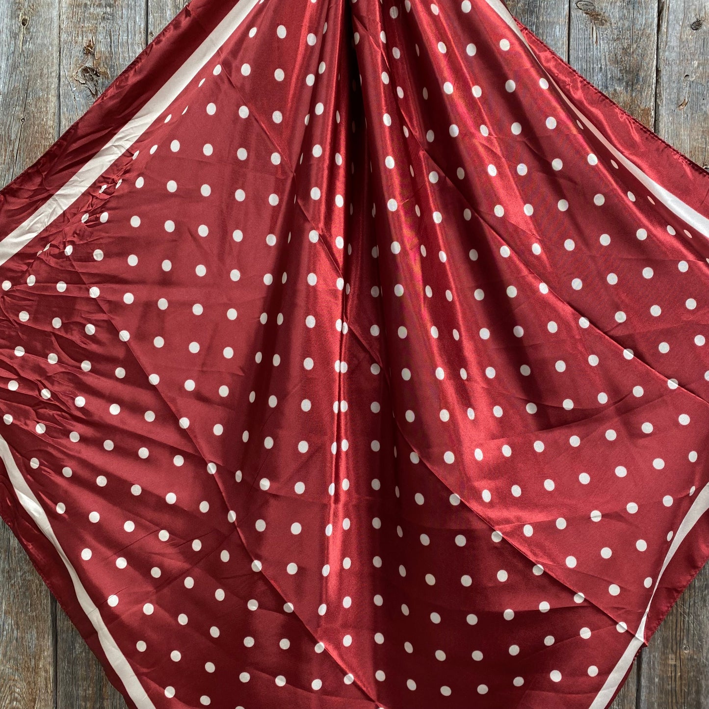 35X35"  Burgundy Polka Dot Wild Rag / Scarf WR3051