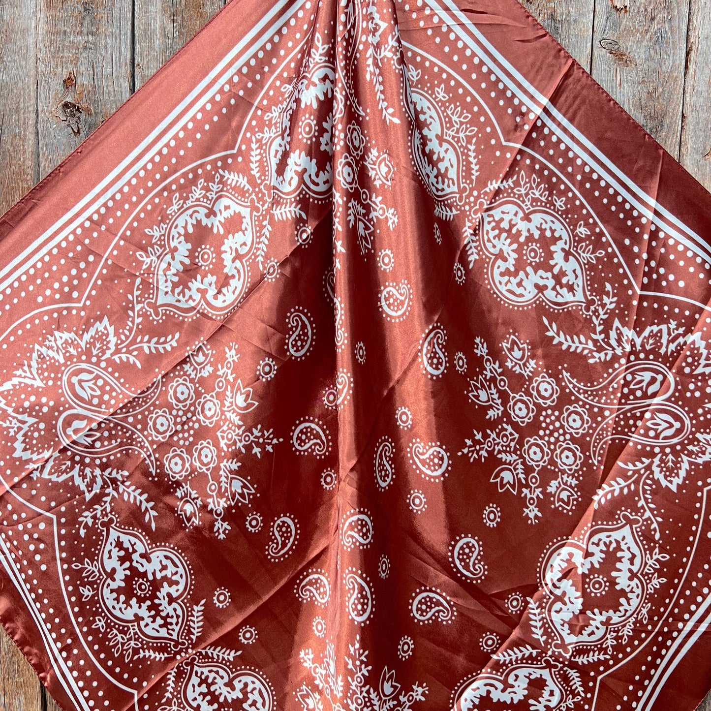 35X35"  Copper Floral Paisley Wild Rag / Scarf WR3381