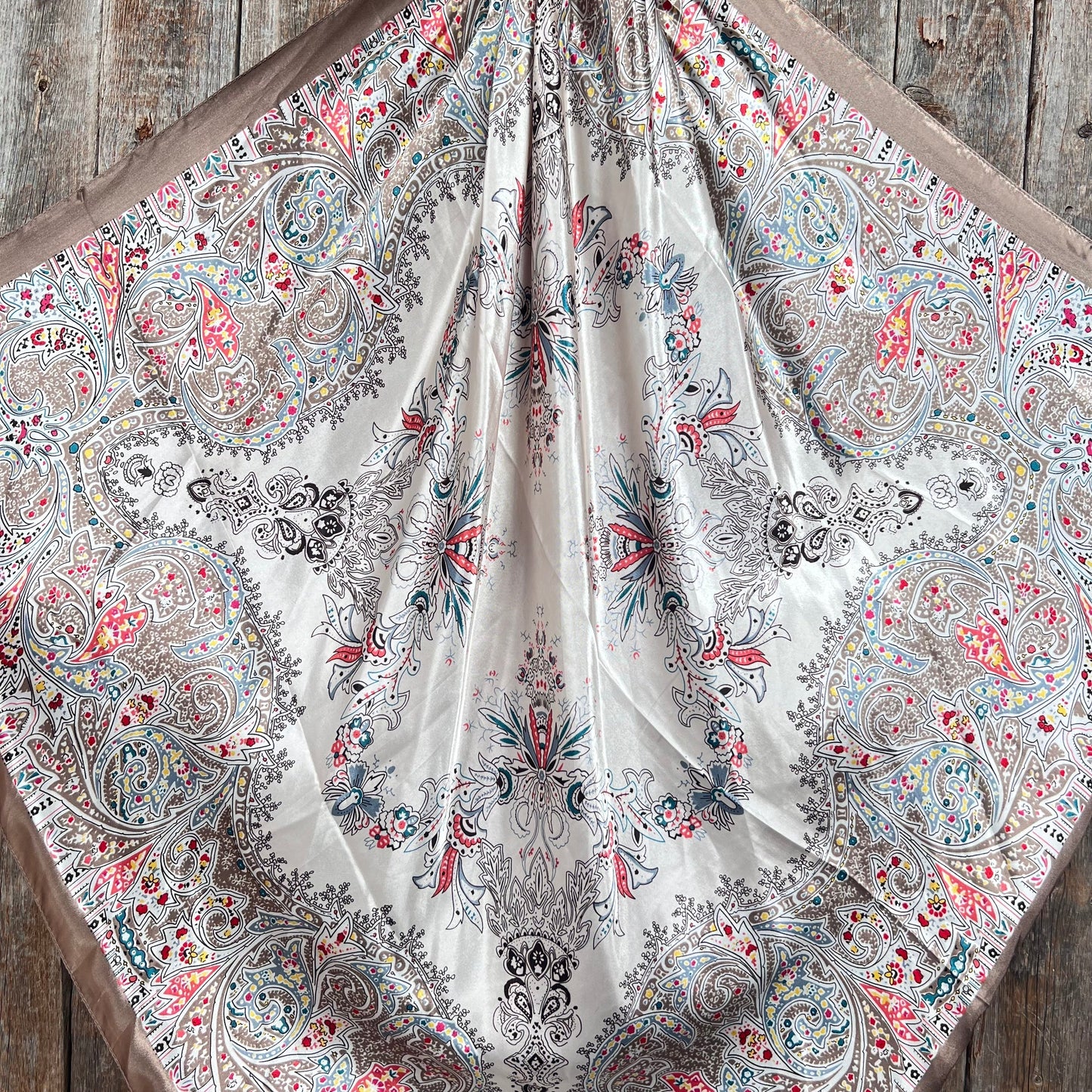 35X35"  Tan Floral Wild Rag / Scarf WR3421