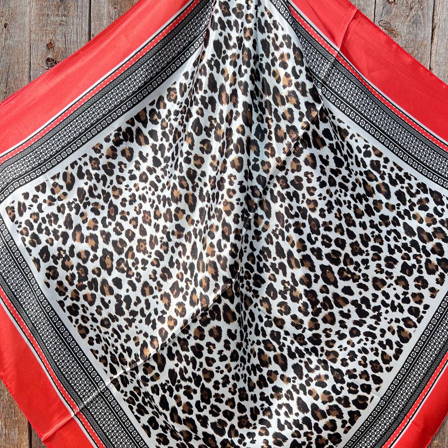 35X35" Coral Leopard Print Wild Rag / Scarf-W185L Slide WRC396B