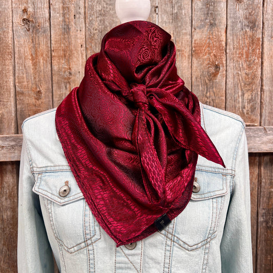 35X35" Burgundy Jacquard Wild Rag / Scarf WR4035