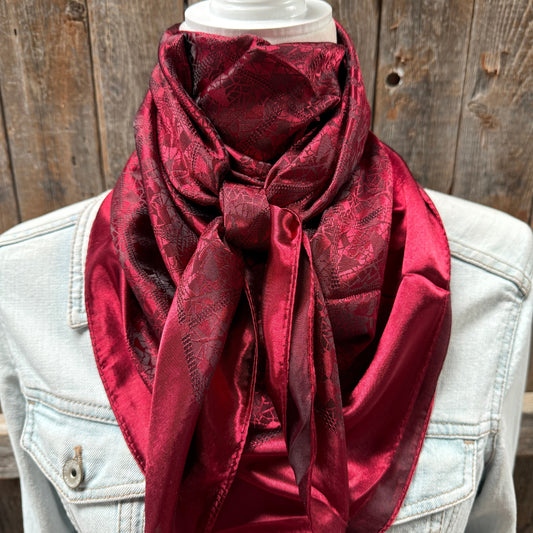 35X35" Burgundy Jacquard Wild Rag / Scarf WR4046