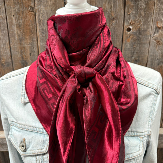 35X35" Burgundy Jacquard Wild Rag / Scarf WR4001