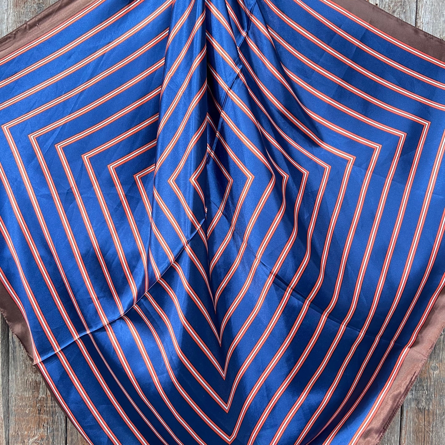 35X35" Orange and Blue Stripes Wild Rag / Scarf WR547