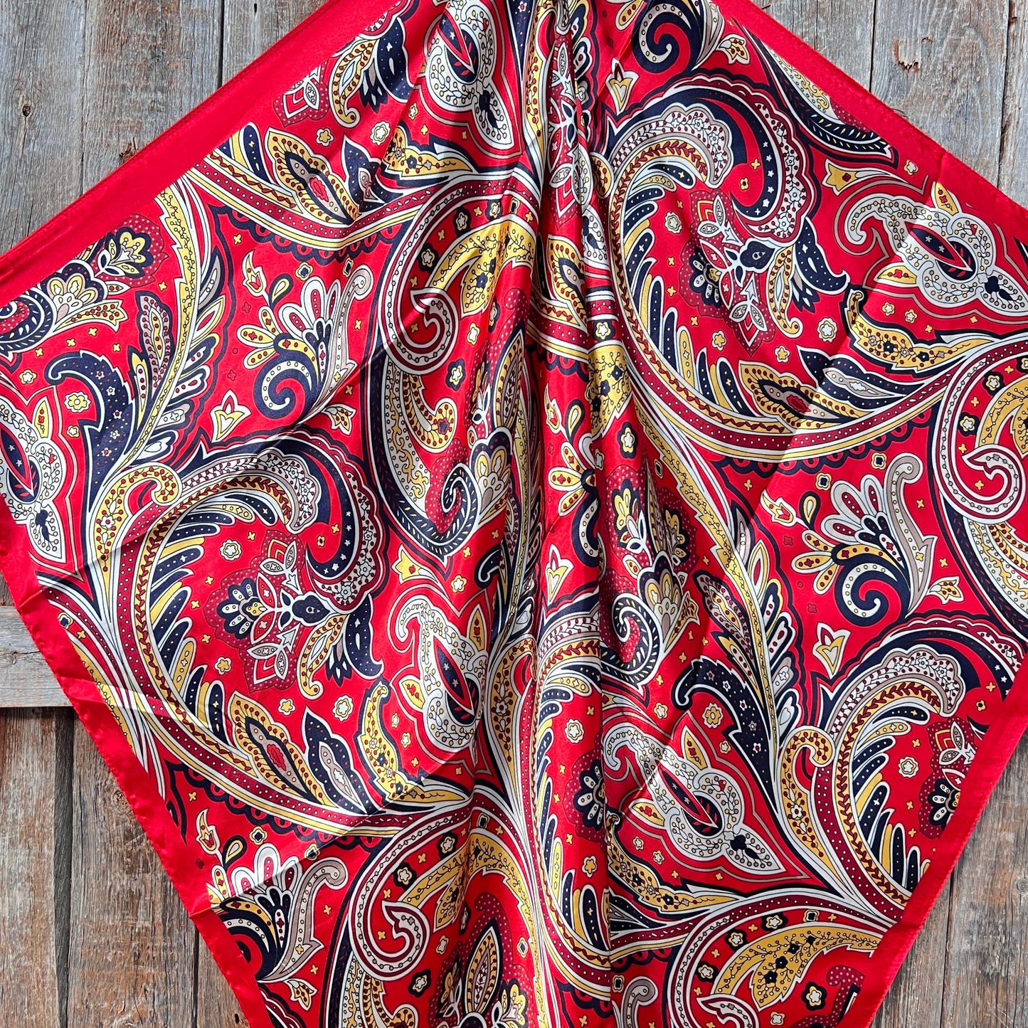 35X35"  Red Hippie Paisley Wild Rag / Scarf WR905