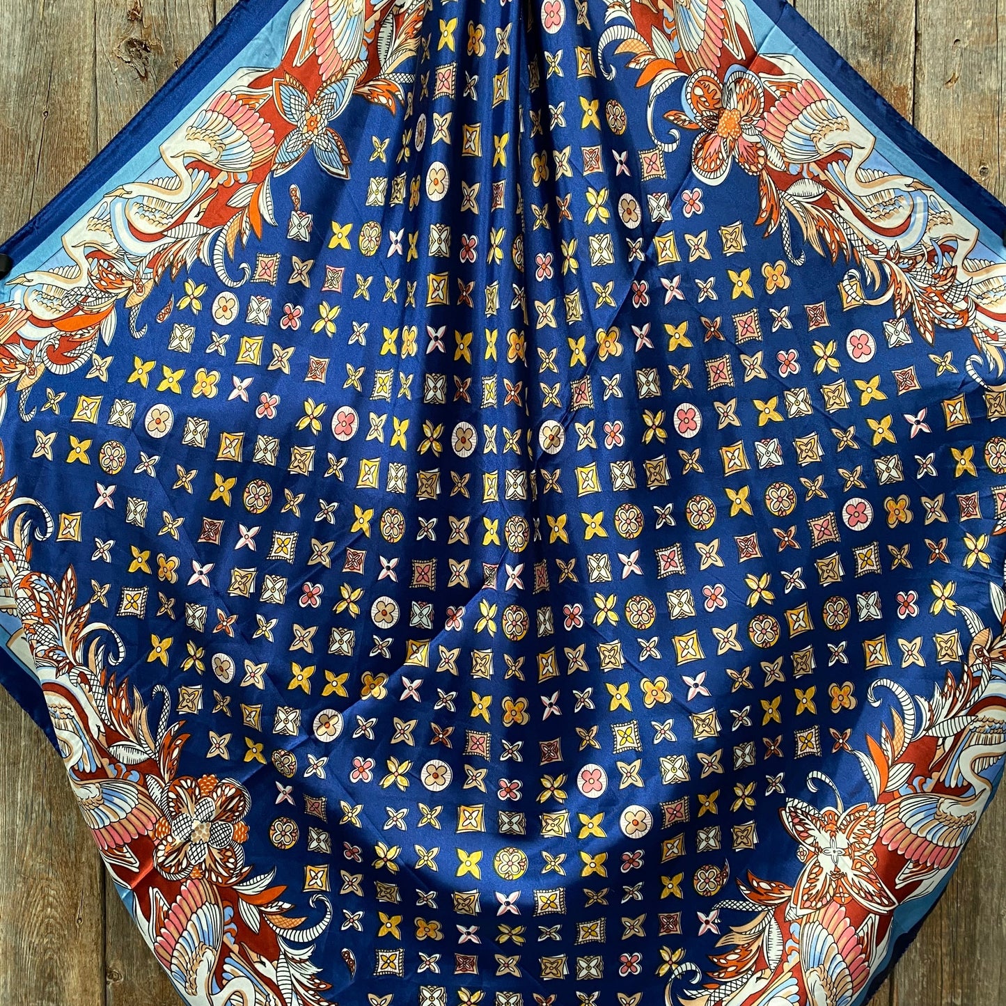 35X35"  Blue Multi-Floral Wild Rag / Scarf WR914