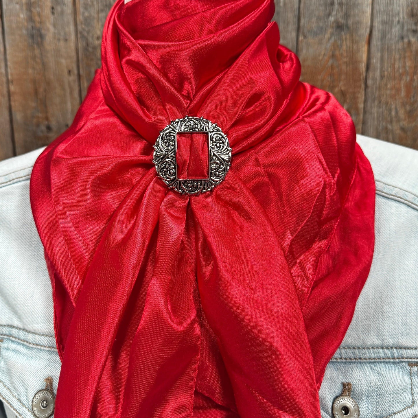 35X35" Solid Electric Red Wild Rag / Scarf WRS10 - Buckle Wild Rag Slides - Assorted