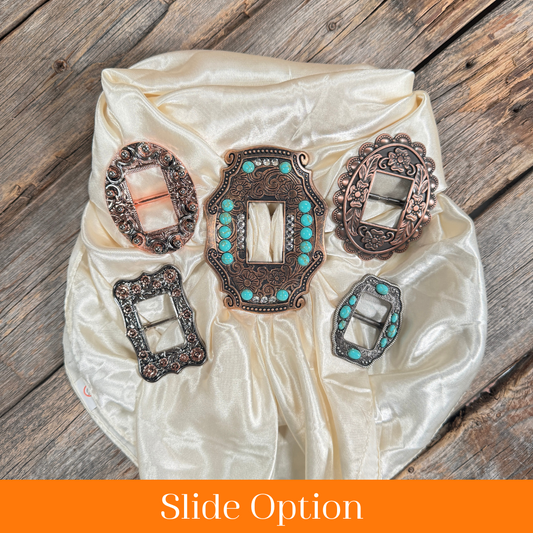 35X35" Solid Cream Wild Rag / Scarf WRS11 - Buckle Wild Rag Slides - Assorted