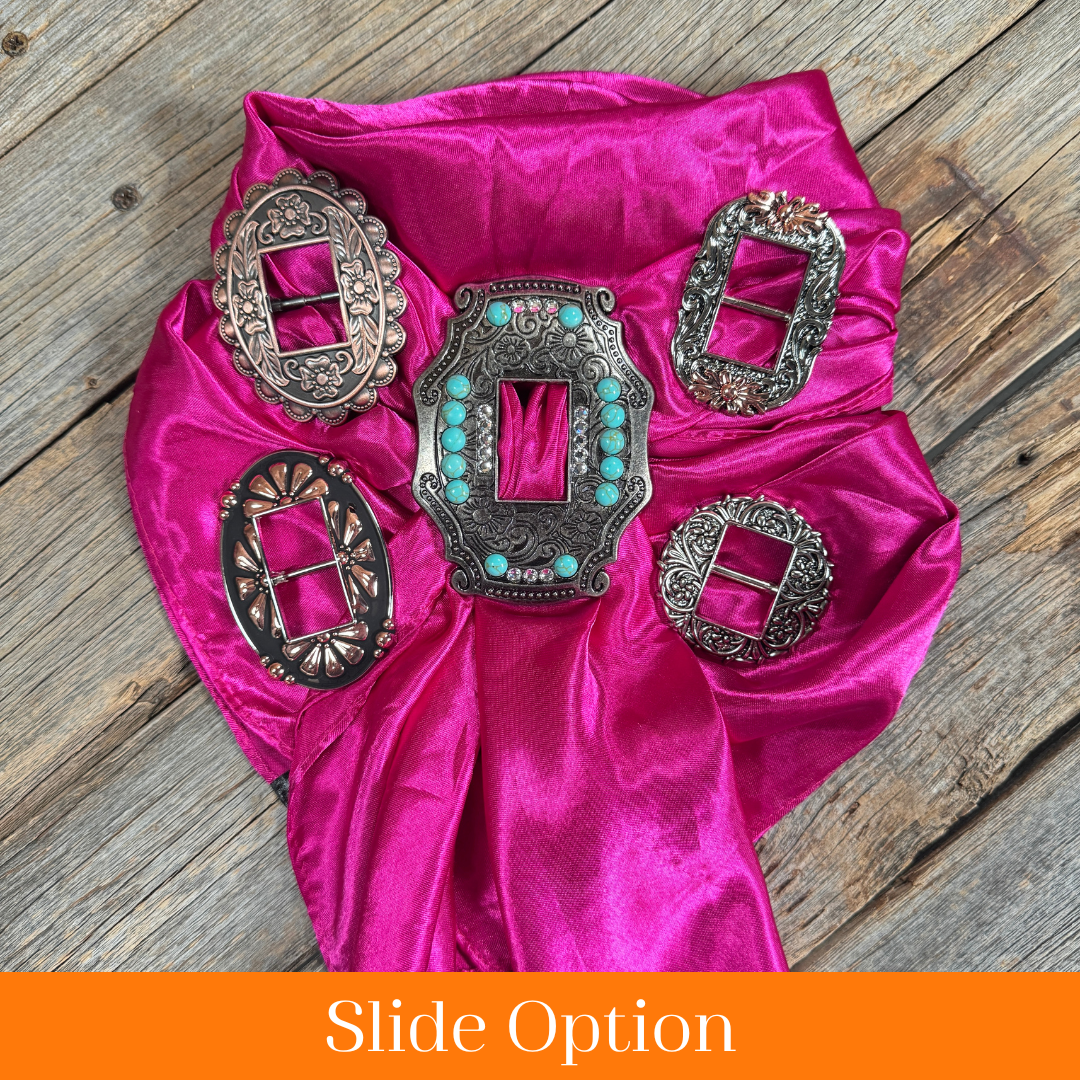 35X35" Solid Fuchsia Wild Rag / Scarf WRS12 - Buckle Wild Rag Slides - Assorted