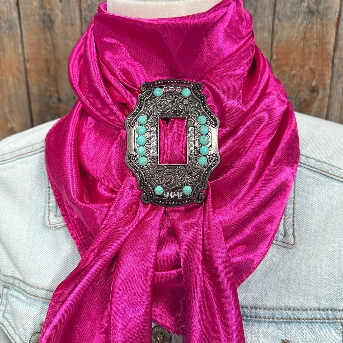 35X35" Solid Fuchsia Wild Rag / Scarf WRS12 - Buckle Wild Rag Slides - Assorted