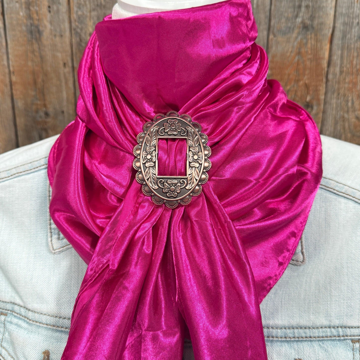 35X35" Solid Fuchsia Wild Rag / Scarf WRS12 - Buckle Wild Rag Slides - Assorted