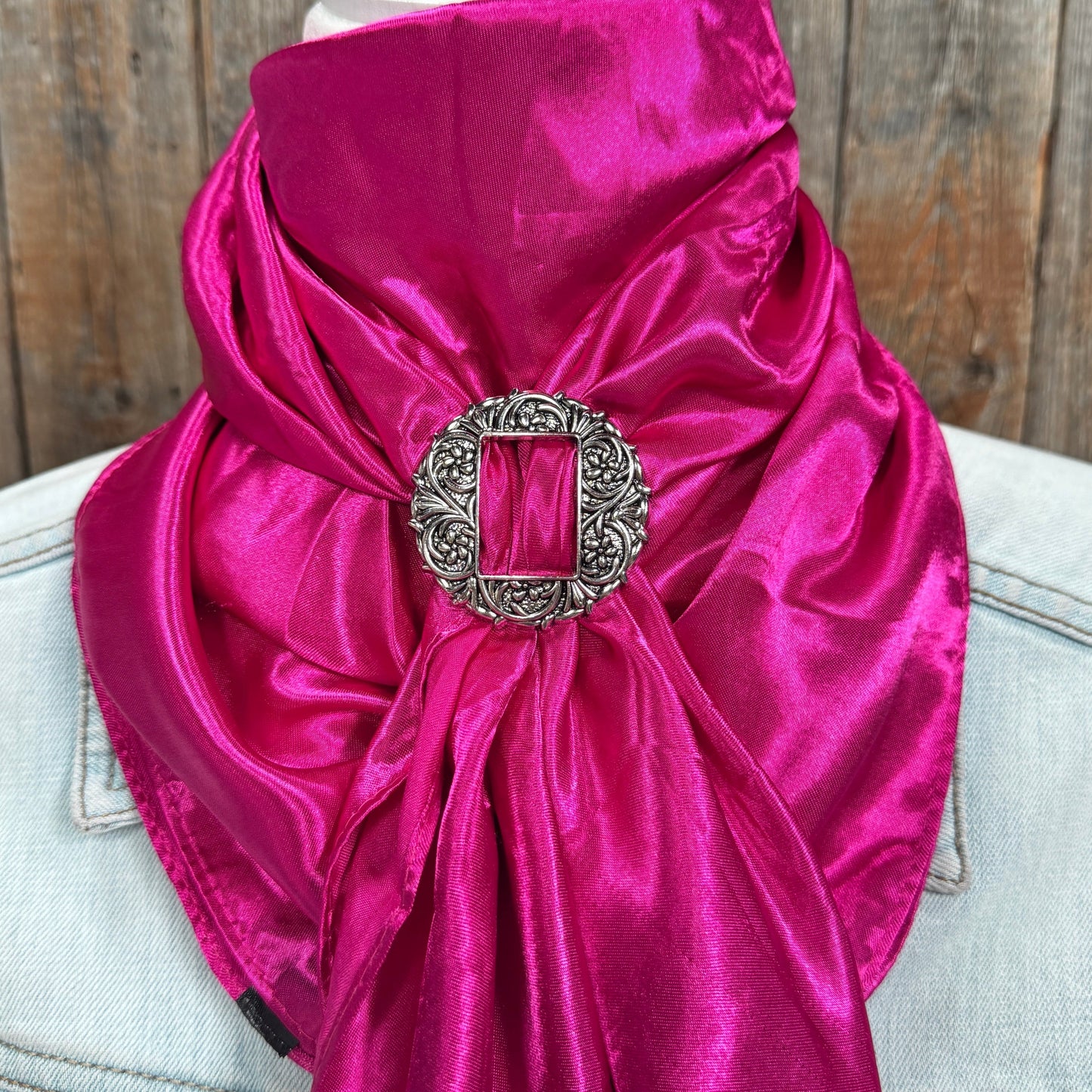 35X35" Solid Fuchsia Wild Rag / Scarf WRS12 - Buckle Wild Rag Slides - Assorted