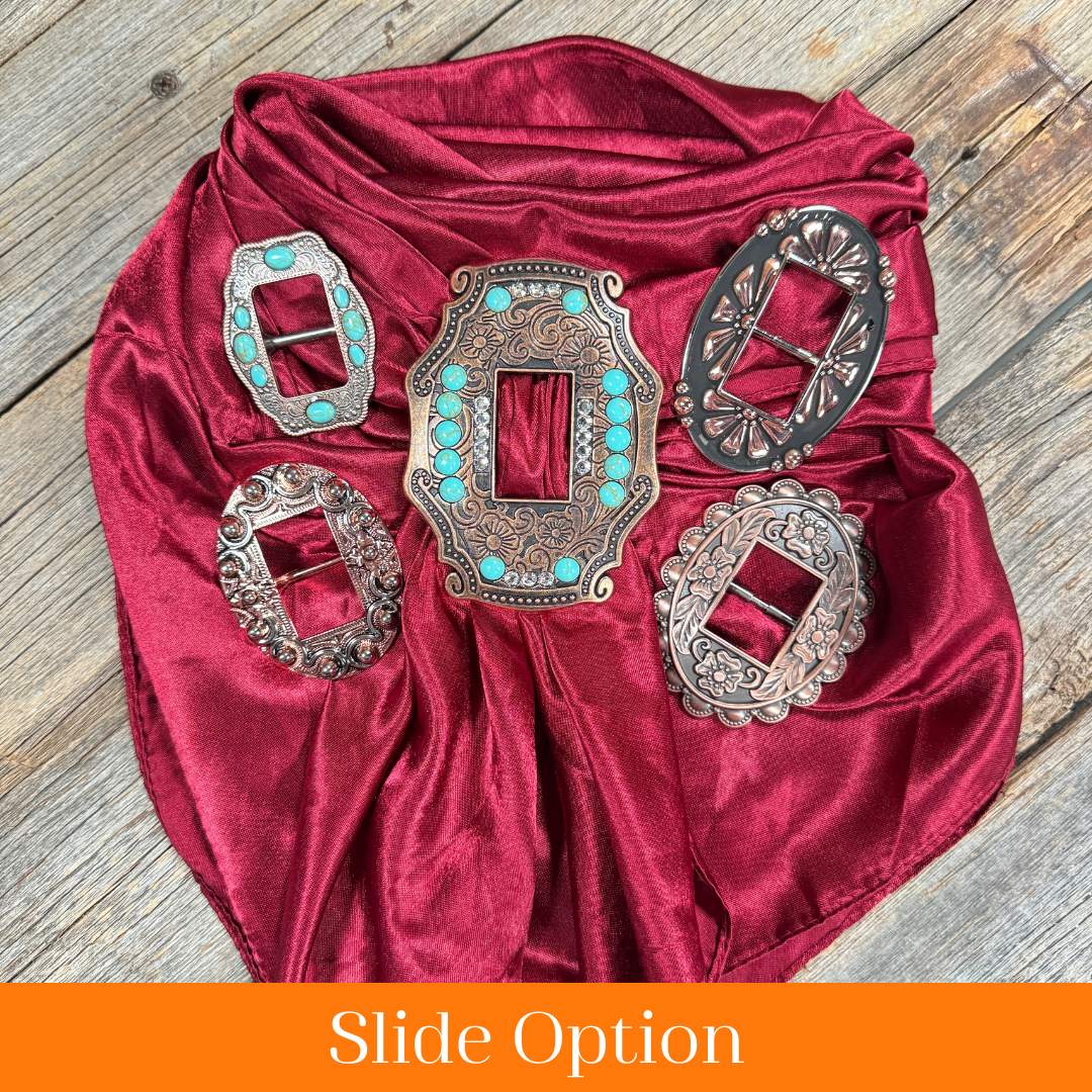 35X35" Solid Burgundy Wild Rag / Scarf WRS14 - Buckle Wild Rag Slides - Assorted