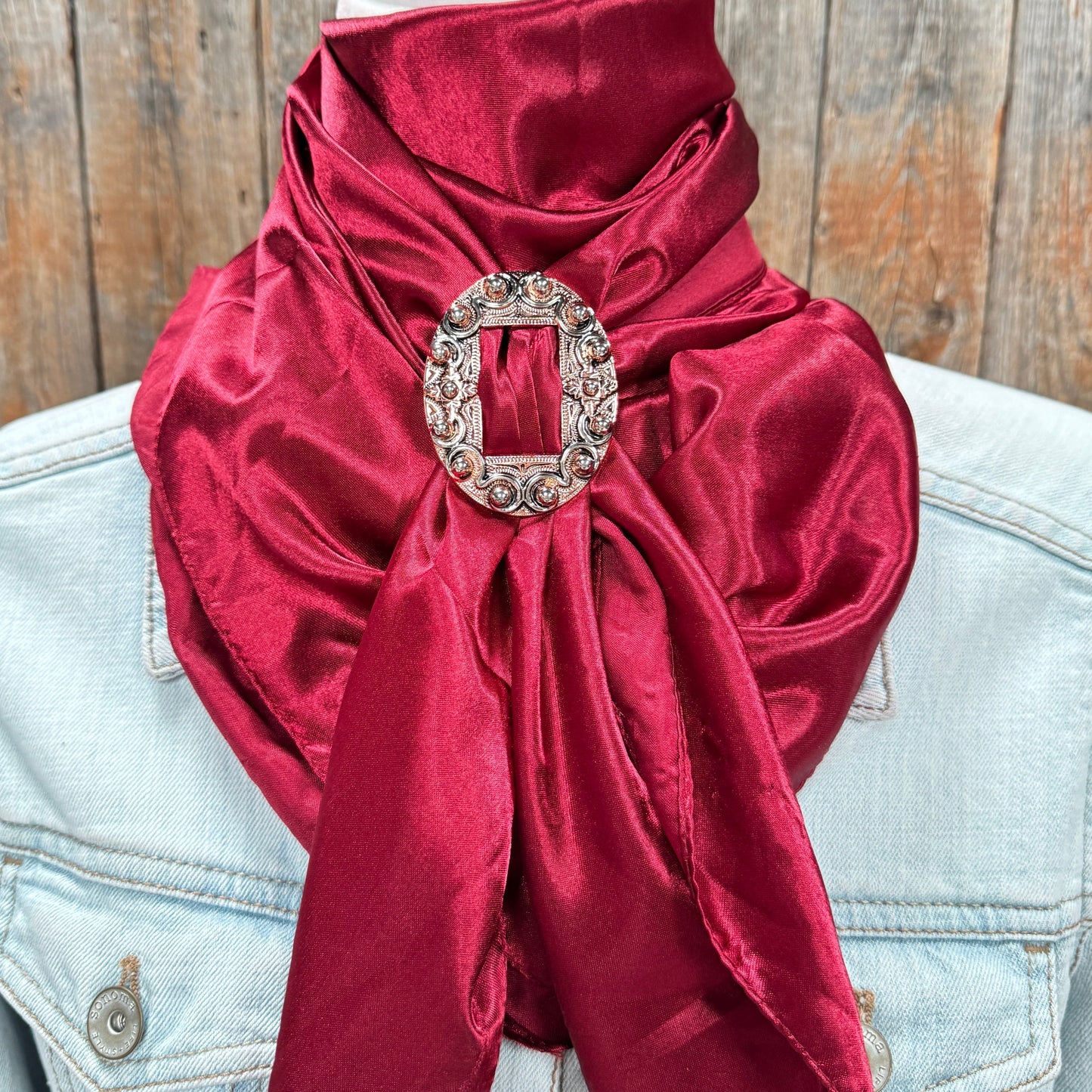 35X35" Solid Burgundy Wild Rag / Scarf WRS14 - Buckle Wild Rag Slides - Assorted