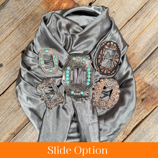 35X35" Solid Silver Wild Rag / Scarf WRS15 - Buckle Wild Rag Slides - Assorted