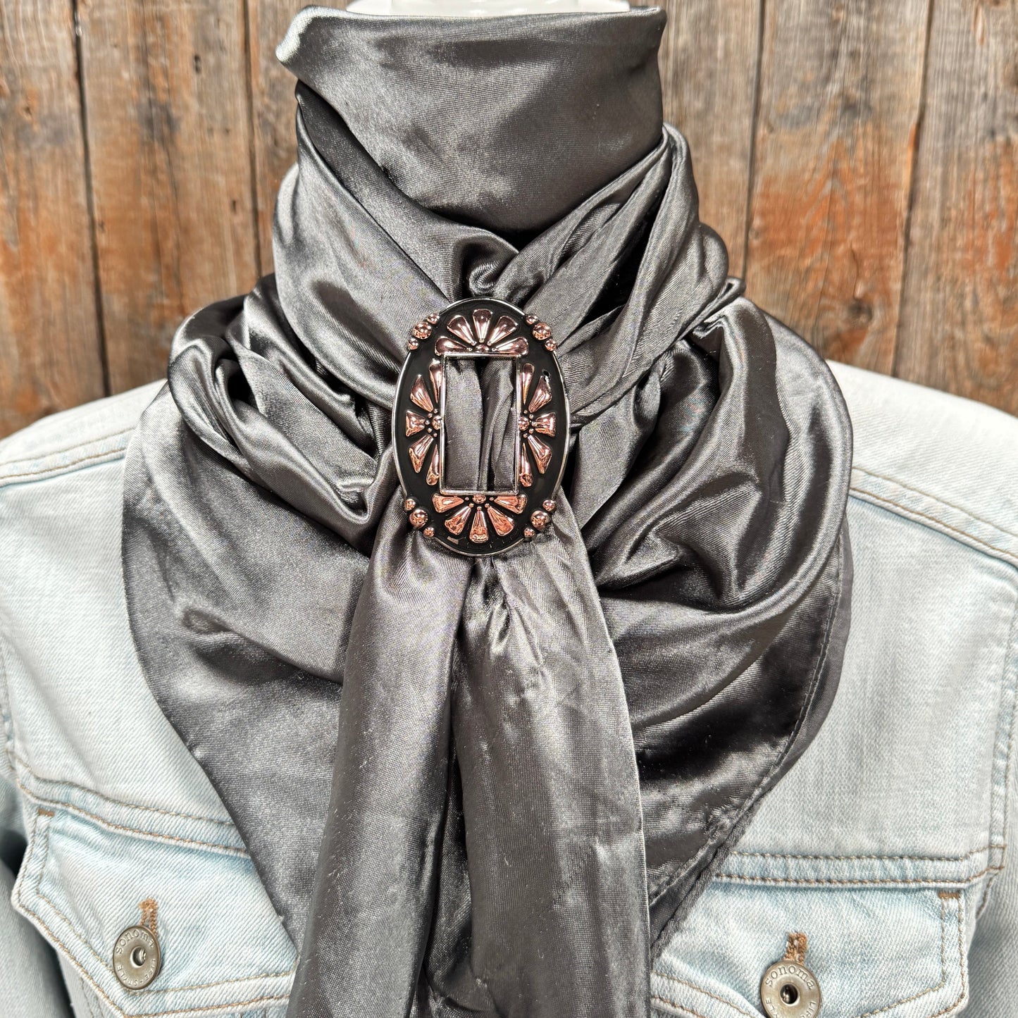 35X35" Solid Silver Wild Rag / Scarf WRS15 - Buckle Wild Rag Slides - Assorted