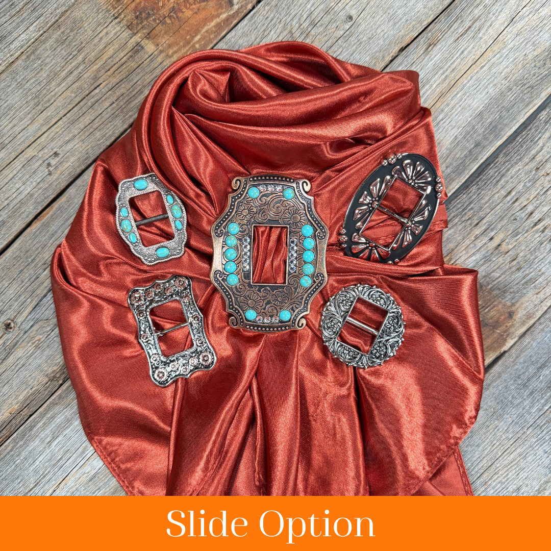 35X35" Solid Rust Wild Rag / Scarf WRS16 - Buckle Wild Rag Slides - Assorted