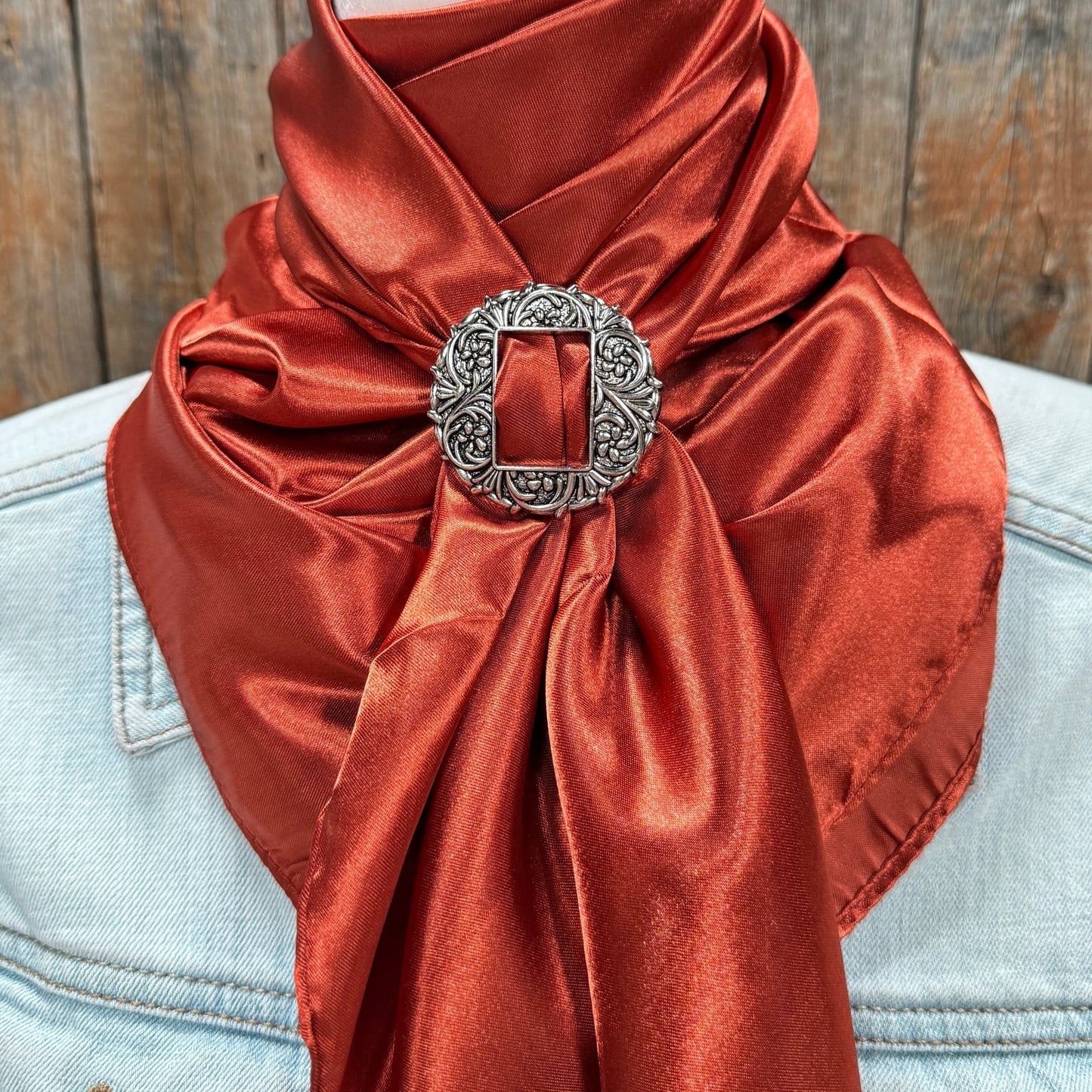 35X35" Solid Rust Wild Rag / Scarf WRS16 - Buckle Wild Rag Slides - Assorted