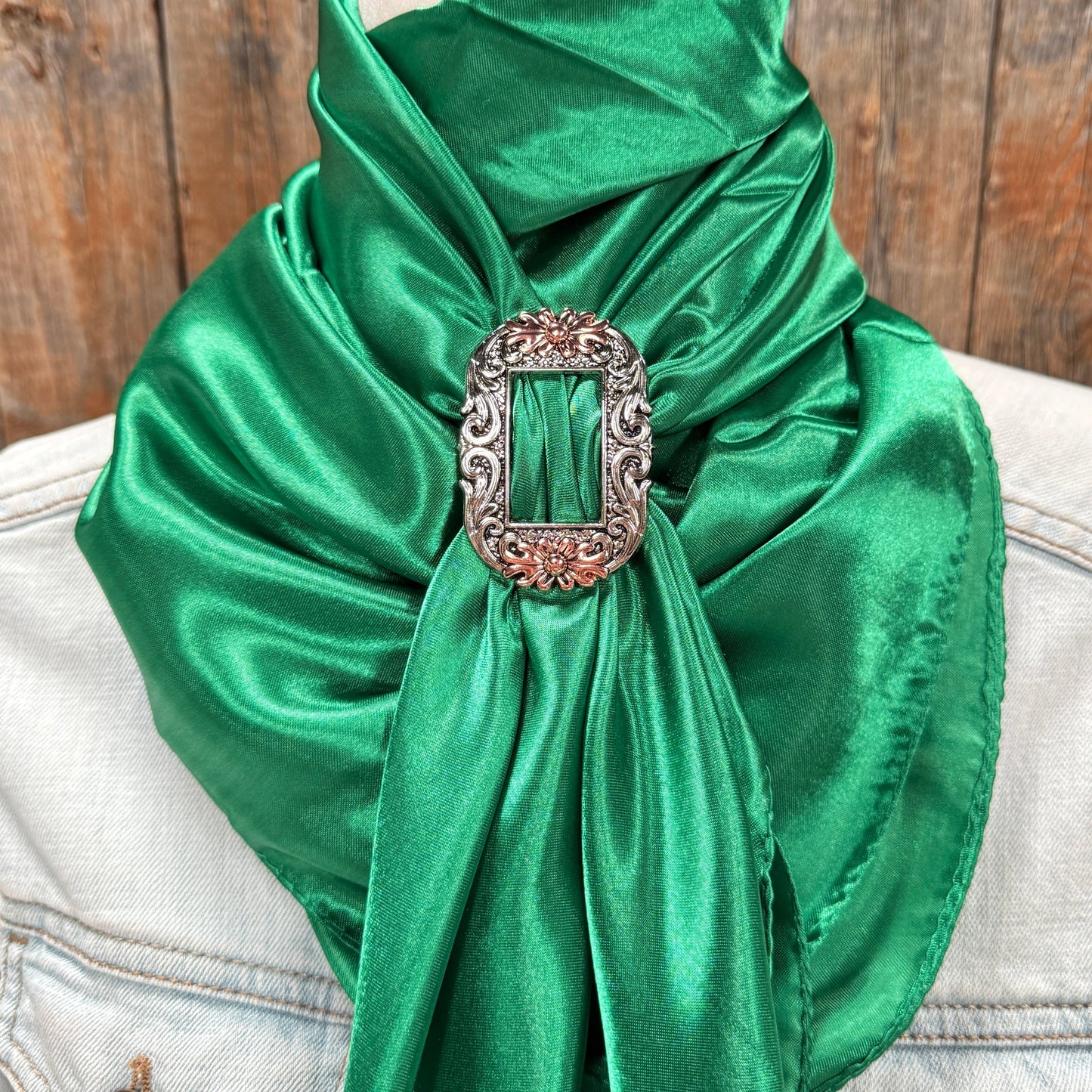 35X35" Solid Green Wild Rag / Scarf WRS18 - Buckle Wild Rag Slides - Assorted