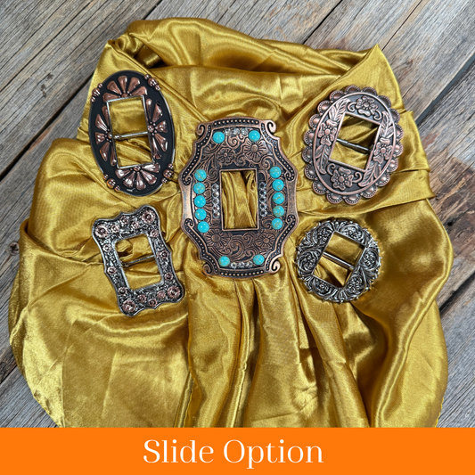 35X35" Solid Mustard Yellow Wild Rag / Scarf WRS19 - Buckle Wild Rag Slides - Assorted