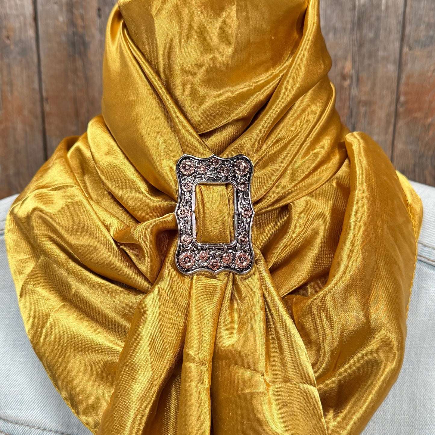 35X35" Solid Mustard Yellow Wild Rag / Scarf WRS19 - Buckle Wild Rag Slides - Assorted