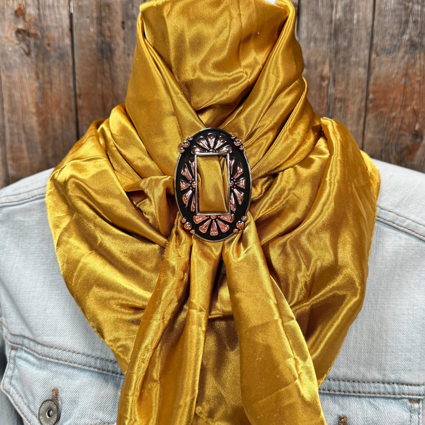 35X35" Solid Mustard Yellow Wild Rag / Scarf WRS19 - Buckle Wild Rag Slides - Assorted