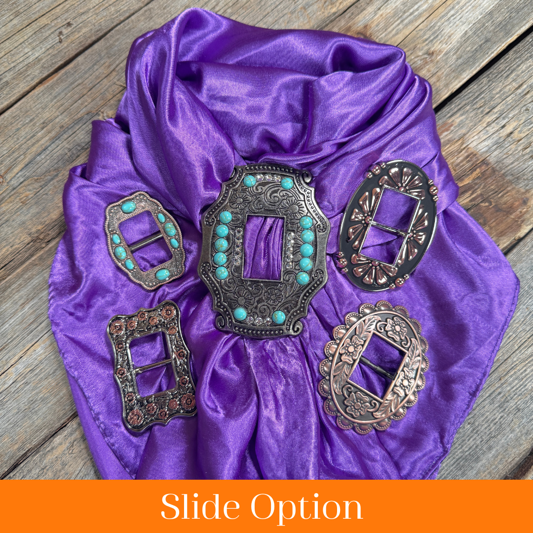 35X35" Solid Purple Wild Rag / Scarf WRS1 - Buckle Wild Rag Slides - Assorted