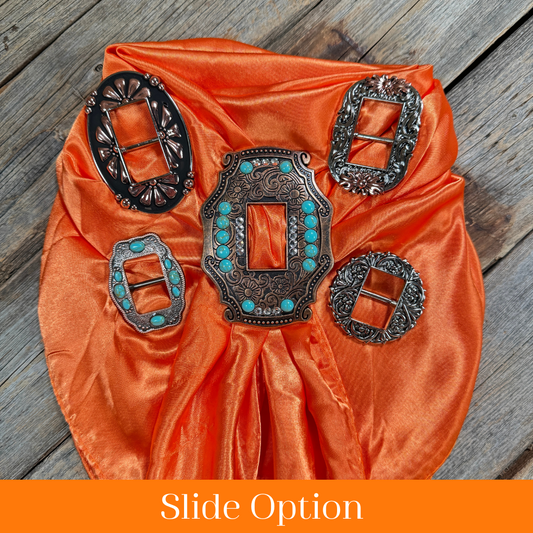 35X35" Solid Orange Wild Rag / Scarf WRS20 - Buckle Wild Rag Slides - Assorted