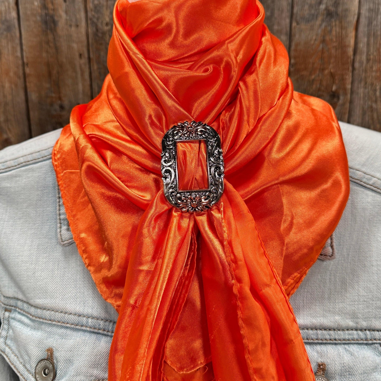 35X35" Solid Orange Wild Rag / Scarf WRS20 - Buckle Wild Rag Slides - Assorted