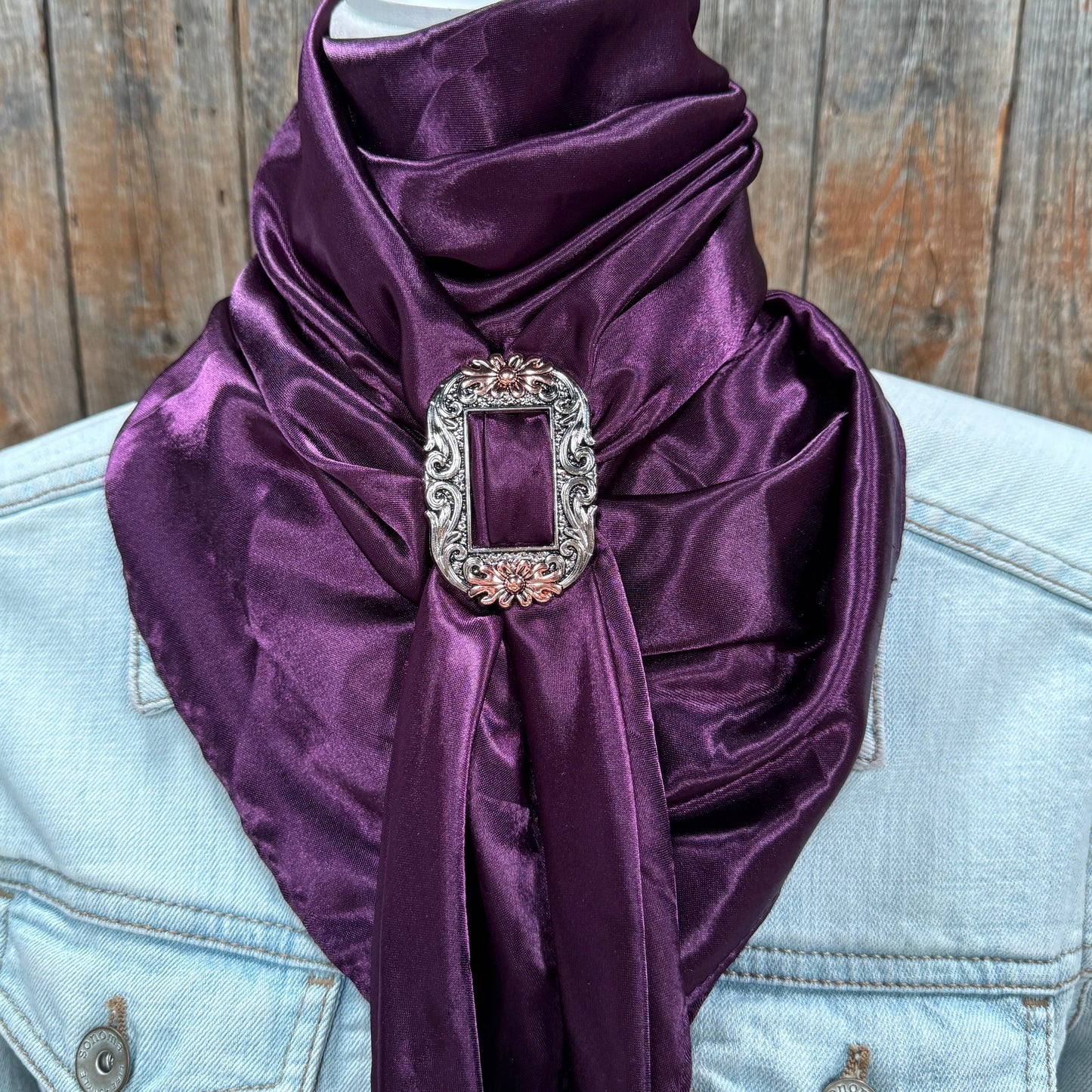 35X35" Solid Plum Wild Rag / Scarf WRS21 - Buckle Wild Rag Slides - Assorted