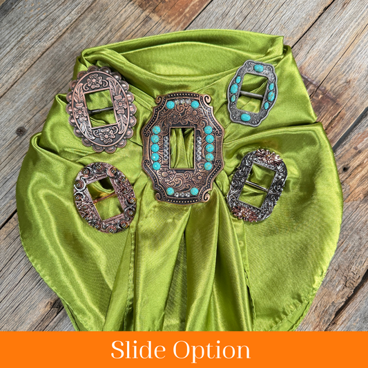 35X35" Solid Light Green Wild Rag / Scarf WRS22 - Buckle Wild Rag Slides - Assorted