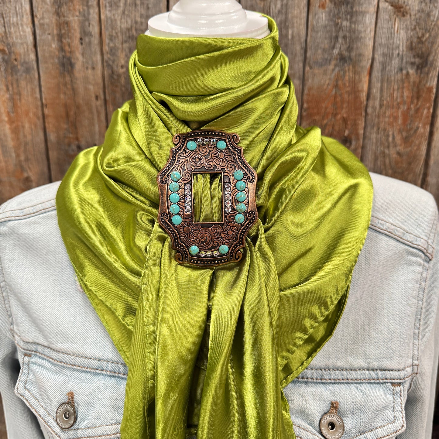 35X35" Solid Light Green Wild Rag / Scarf WRS22 - Buckle Wild Rag Slides - Assorted