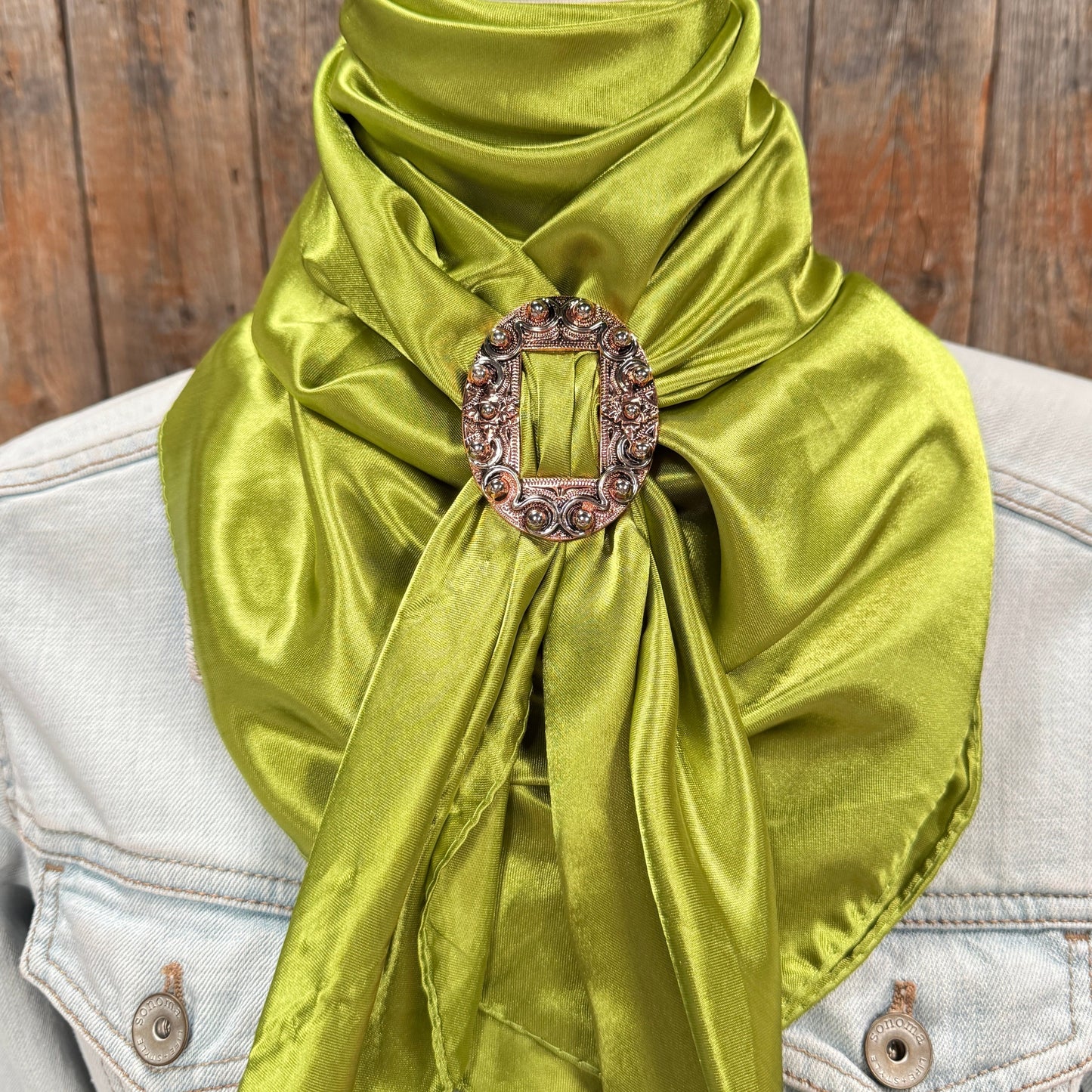 35X35" Solid Light Green Wild Rag / Scarf WRS22 - Buckle Wild Rag Slides - Assorted