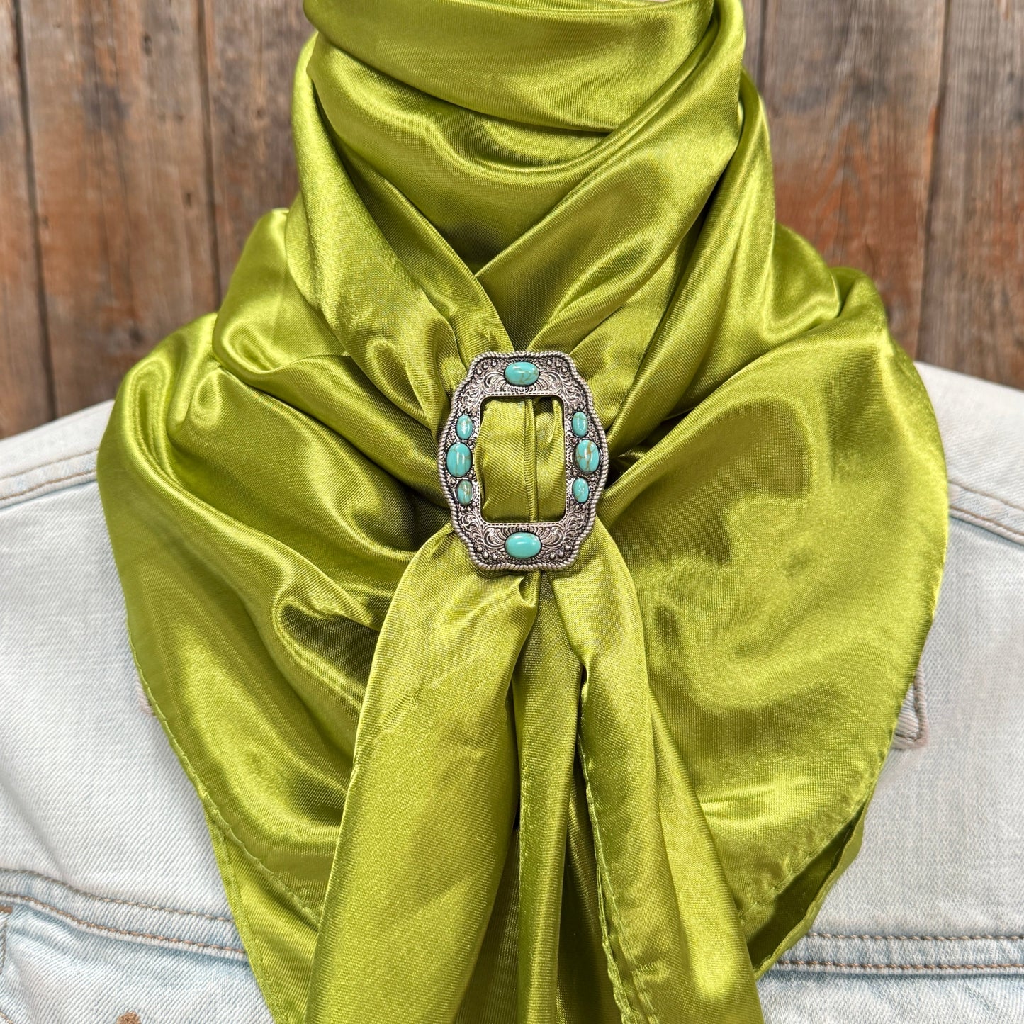 35X35" Solid Light Green Wild Rag / Scarf WRS22 - Buckle Wild Rag Slides - Assorted