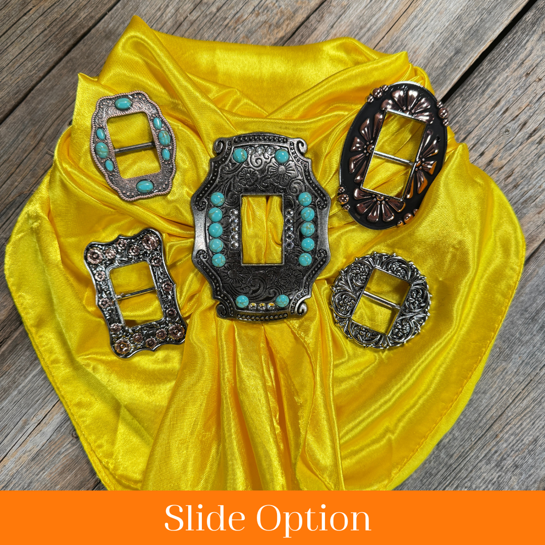 35X35" Solid Yellow Wild Rag / Scarf WRS23 - Buckle Wild Rag Slides - Assorted