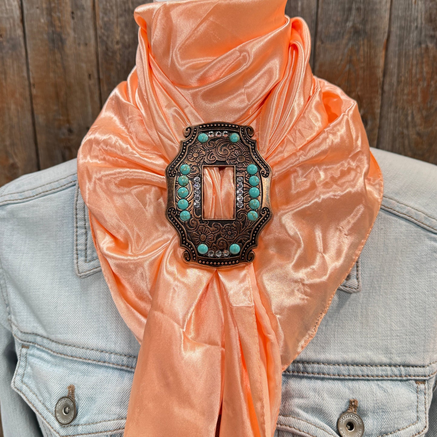 35X35" Solid Peach Wild Rag / Scarf WRS24 - Buckle Wild Rag Slides - Assorted