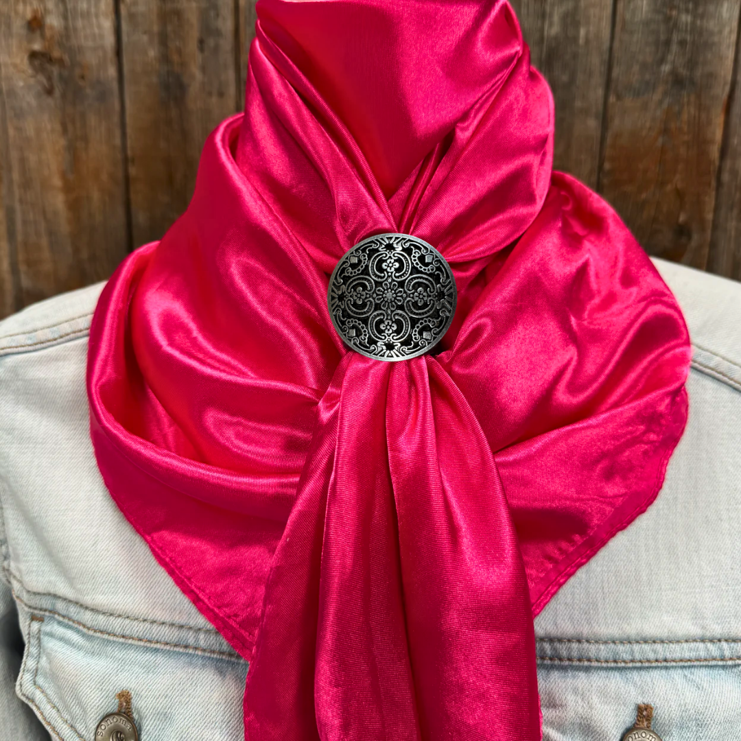 35X35" Solid Hot Pink Wild Rag / Scarf WRS25 - Western Concho Wild Rag Slides - Assorted