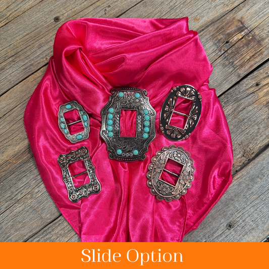 35X35" Solid Hot Pink Wild Rag / Scarf WRS25 - Buckle Wild Rag Slides - Assorted