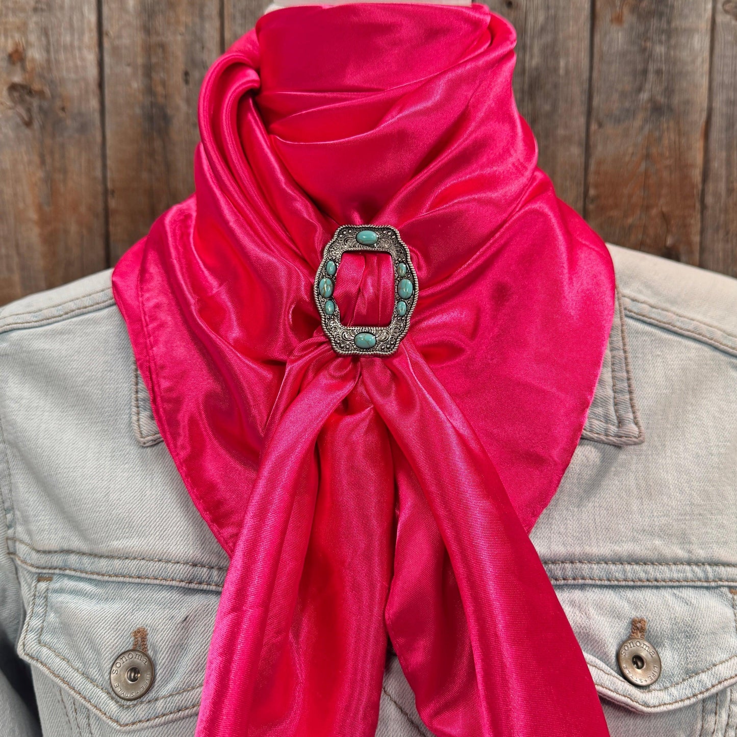 35X35" Solid Hot Pink Wild Rag / Scarf WRS25 - Buckle Wild Rag Slides - Assorted