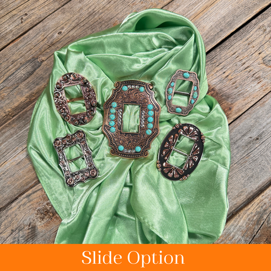 35X35" Solid Lime Wild Rag / Scarf WRS26 - Buckle Wild Rag Slides - Assorted