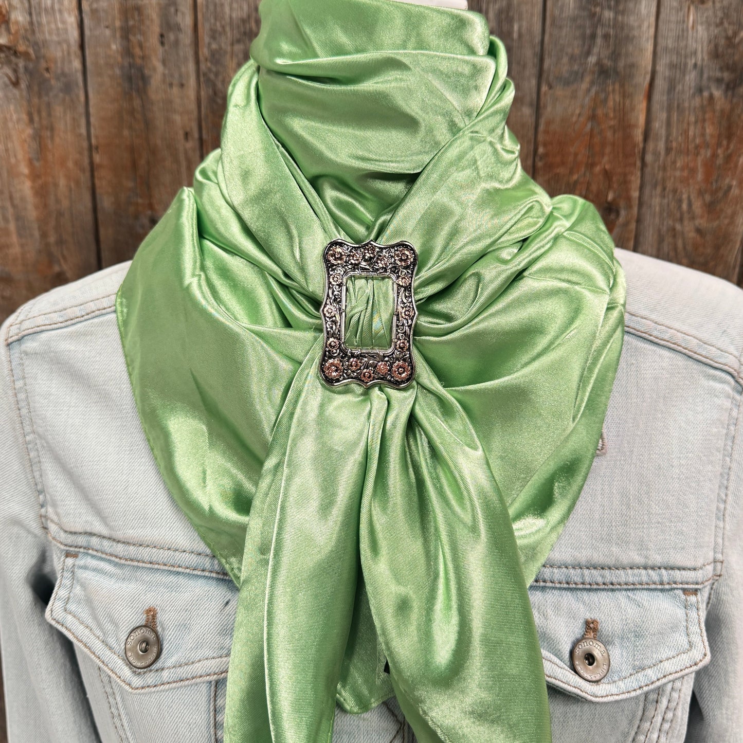 35X35" Solid Lime Wild Rag / Scarf WRS26 - Buckle Wild Rag Slides - Assorted