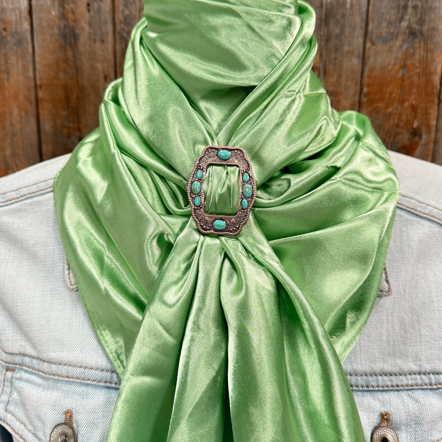 35X35" Solid Lime Wild Rag / Scarf WRS26 - Buckle Wild Rag Slides - Assorted