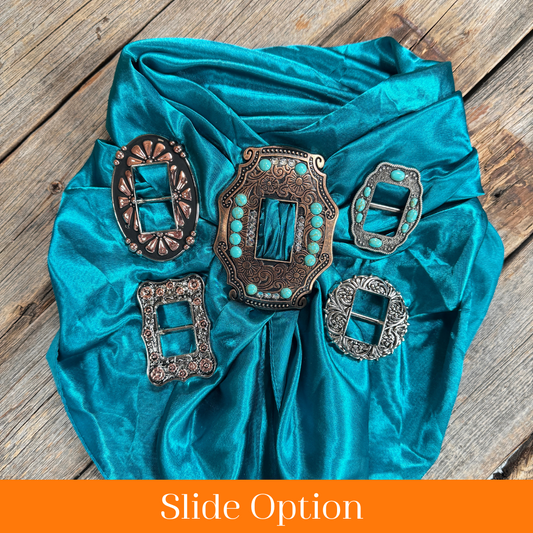 35X35" Solid Teal Wild Rag / Scarf WRS5 - Buckle Wild Rag Slides - Assorted
