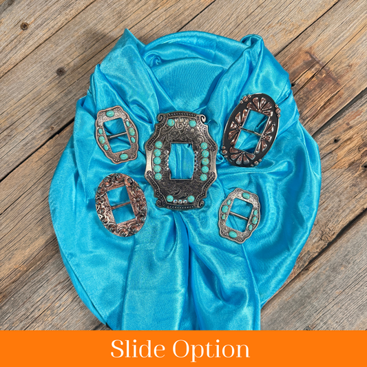 35X35" Solid Aqua Wild Rag / Scarf WRS8 - Buckle Wild Rag Slides - Assorted